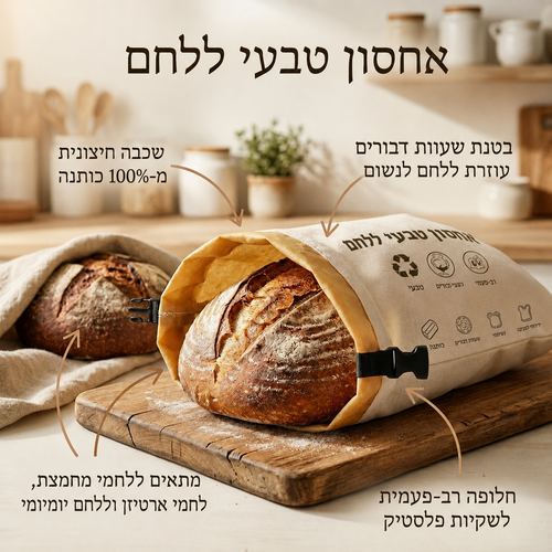 בית הלחם - שקית לחם מכותנה מלאה בציפוי דונג טבעי